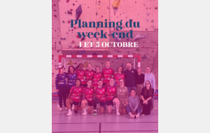 Planning du week-end du 4 et 5 octobre