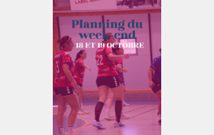 Planning du week-end 18 et 19 octobre
